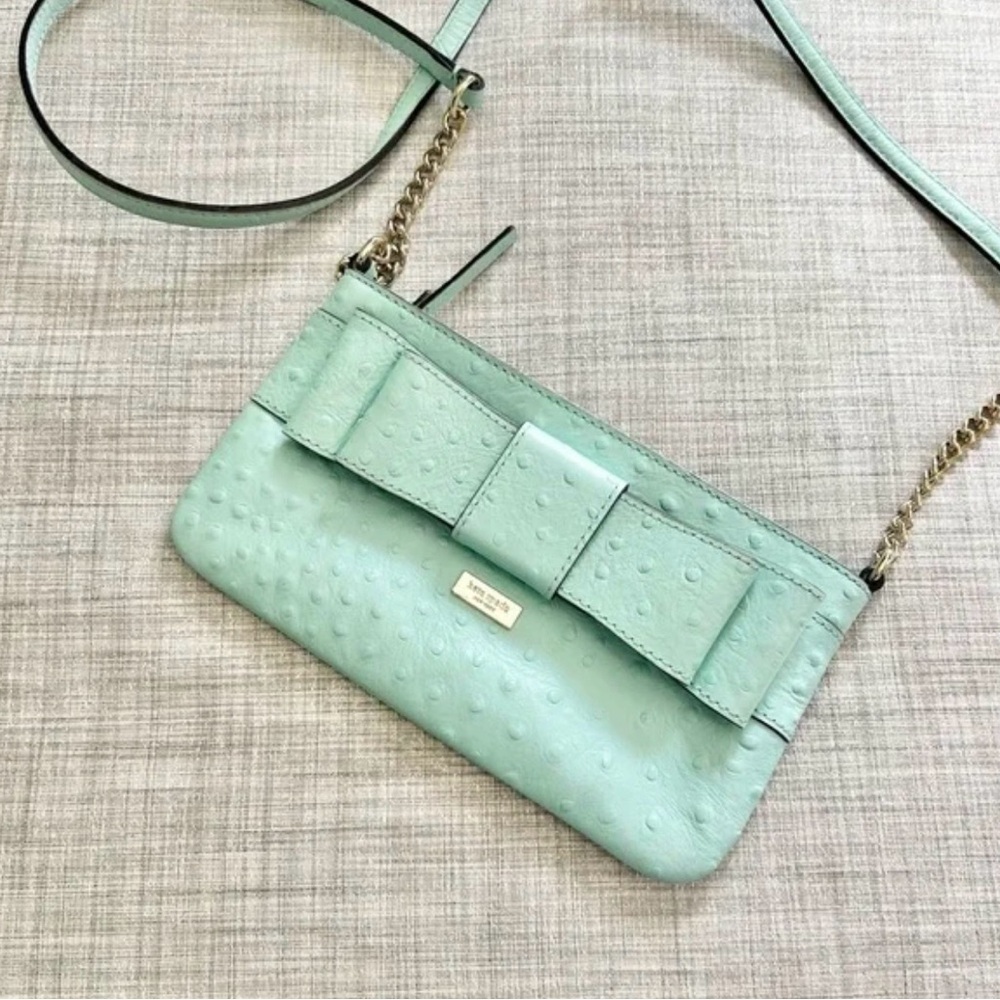 Kate Spade Light Green Crossbody Bag with Bow Detail 100% cow leather
